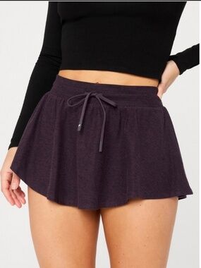 Fabletics Cloud Jersey Flounce Skirt Skort Burgundy Shorts Lined Pockets UPF 2XL